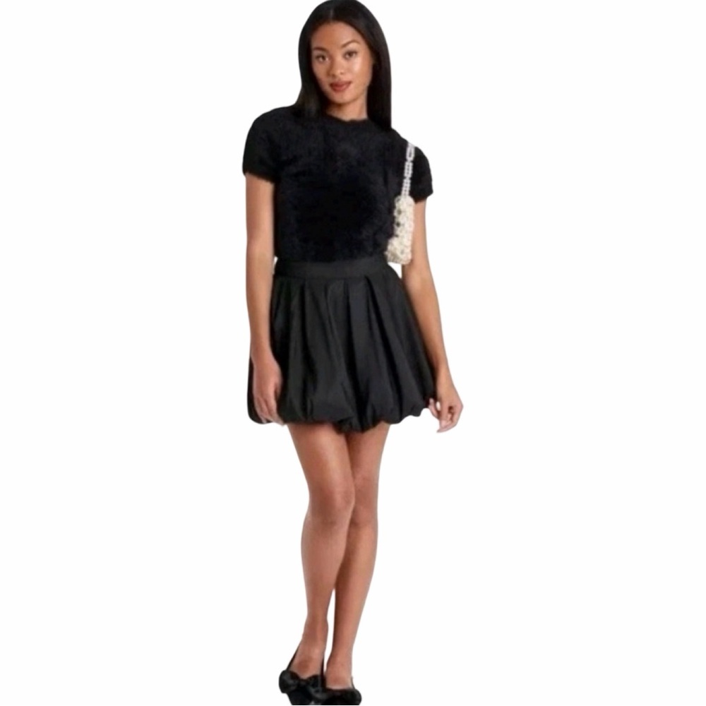a new day Black Mini Bubble Skirt